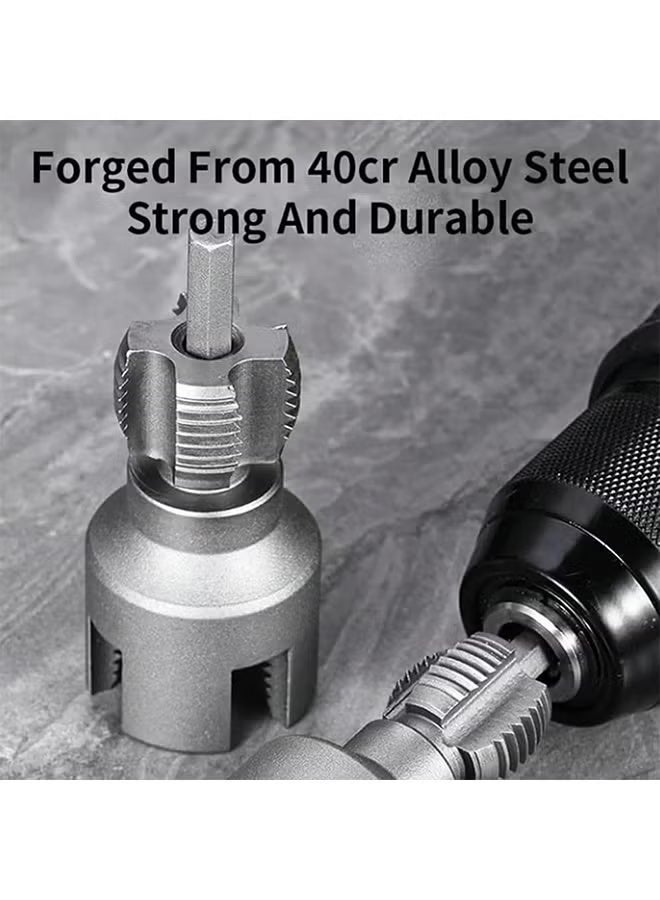 Integrated Internal & External Pipe Threading Tool, Pvc Threading Tool Kit, Electric Drill Compatible PVC Pipe Threader Kit with Various Die Sizes, Pipes Threader Plumbing Tools (1/2" + 3/4") - Image 5
